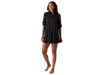 TOMMY BAHAMA Clip Jacquard Boyfriend Cover-up Shirt in black - women's shirt - alternate view