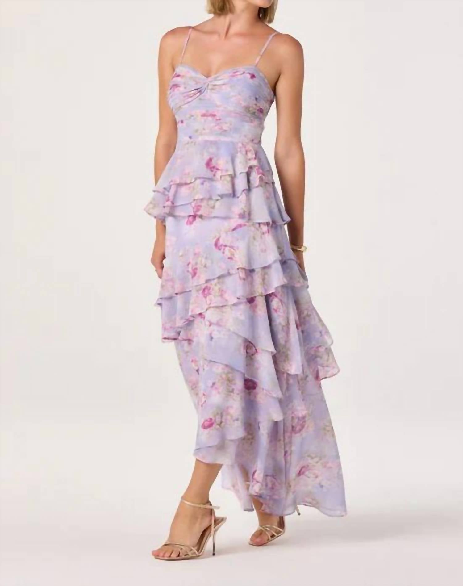 Astr - Coline Ruffle Chiffon Maxi Dress
