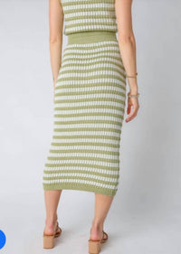 Miou Muse - Cucumber Lime Knit Bodycon Midi Skirt