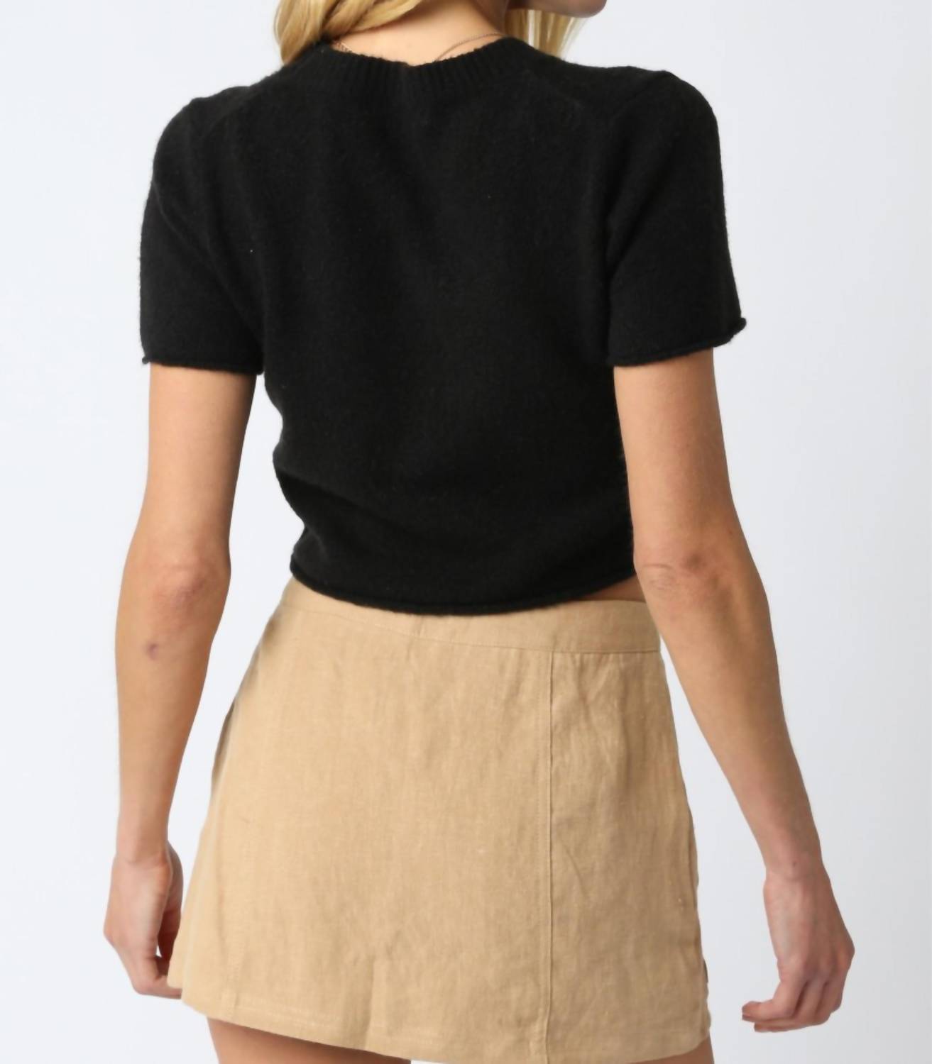Olivaceous - Fuzzy Knit Tee Sweater