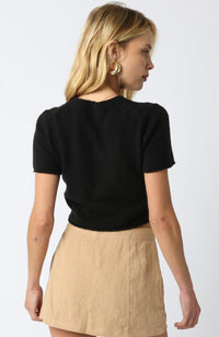 Olivaceous - Fuzzy Knit Tee Sweater