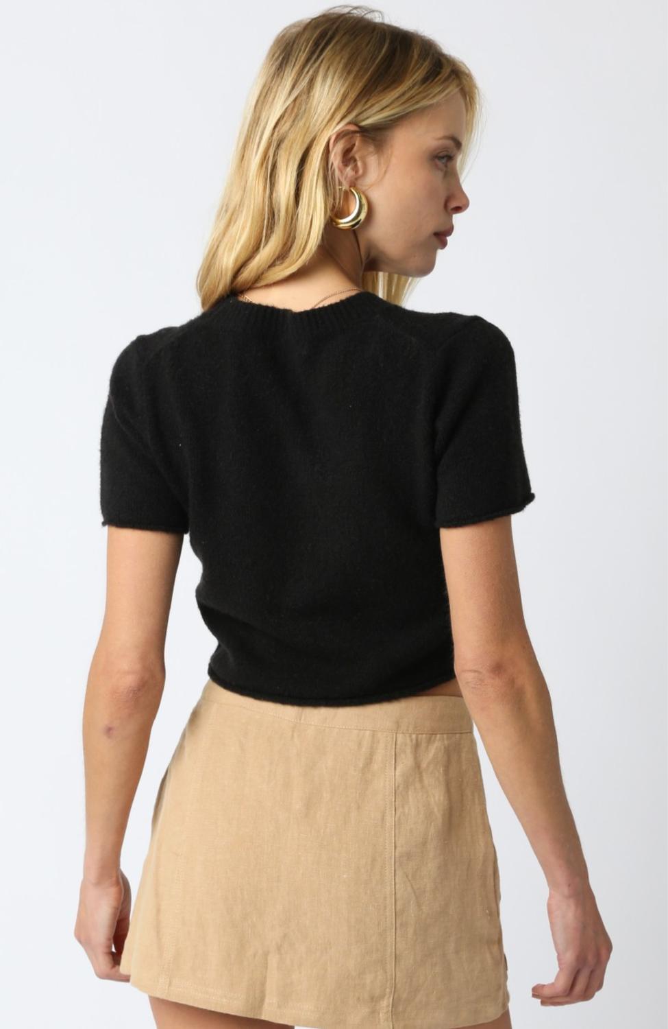 Olivaceous - Fuzzy Knit Tee Sweater