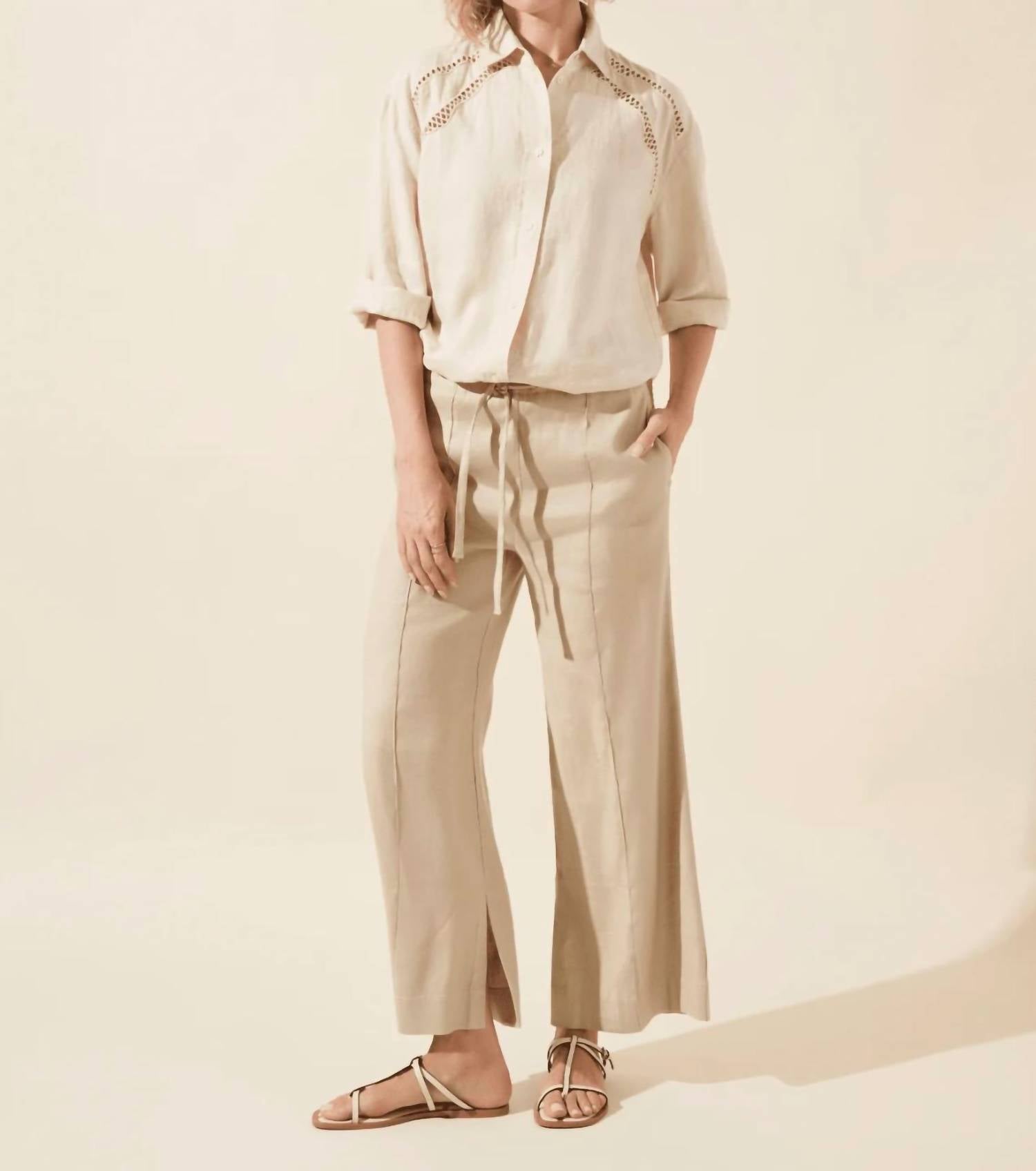 Lysse - Nixie Drawstring Linen Wide Leg Pant
