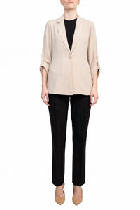 Adrianna Papell - Notched Lapel Collar One Button Blazer
