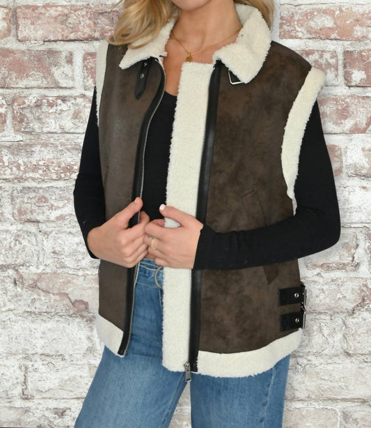 Elan - High Neck Faux Shearling Vest