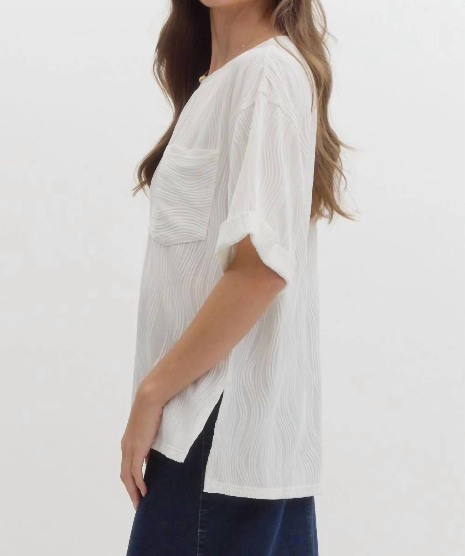 Entro - Wave Textured Short Sleeve Top