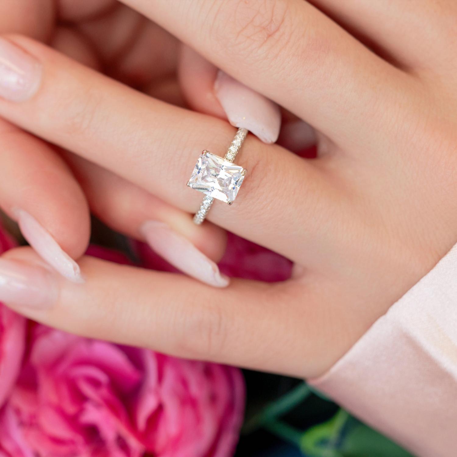 Starlette Women's Hazel Engagement Ring in silver - women's jewelry - detail view
