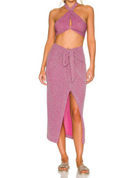 Beach Riot Jessica Bikini Top in beetroot purple shine - women's swimwear - alternate view