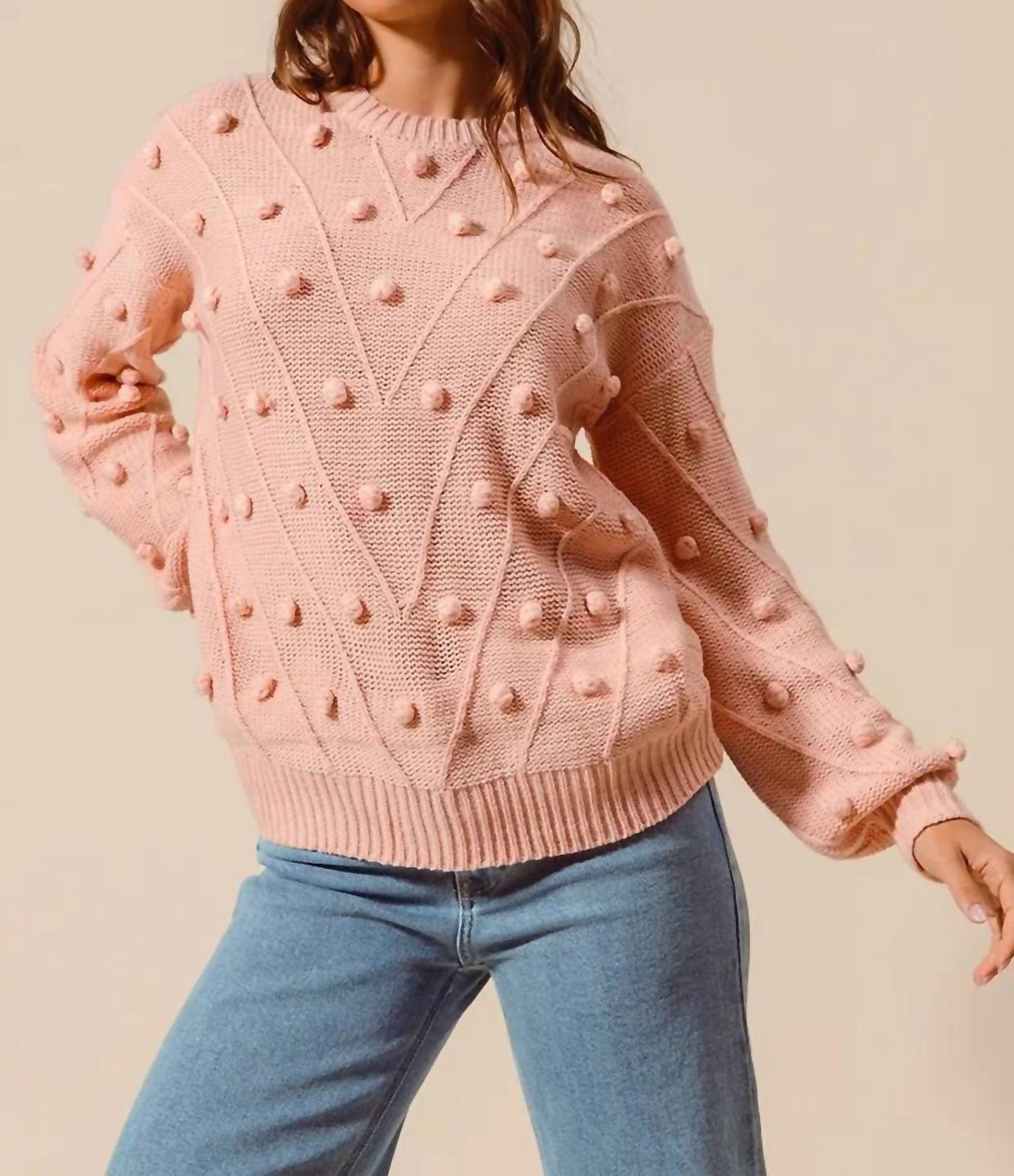 So Me - Pom Pom Textured Knit Sweater Top