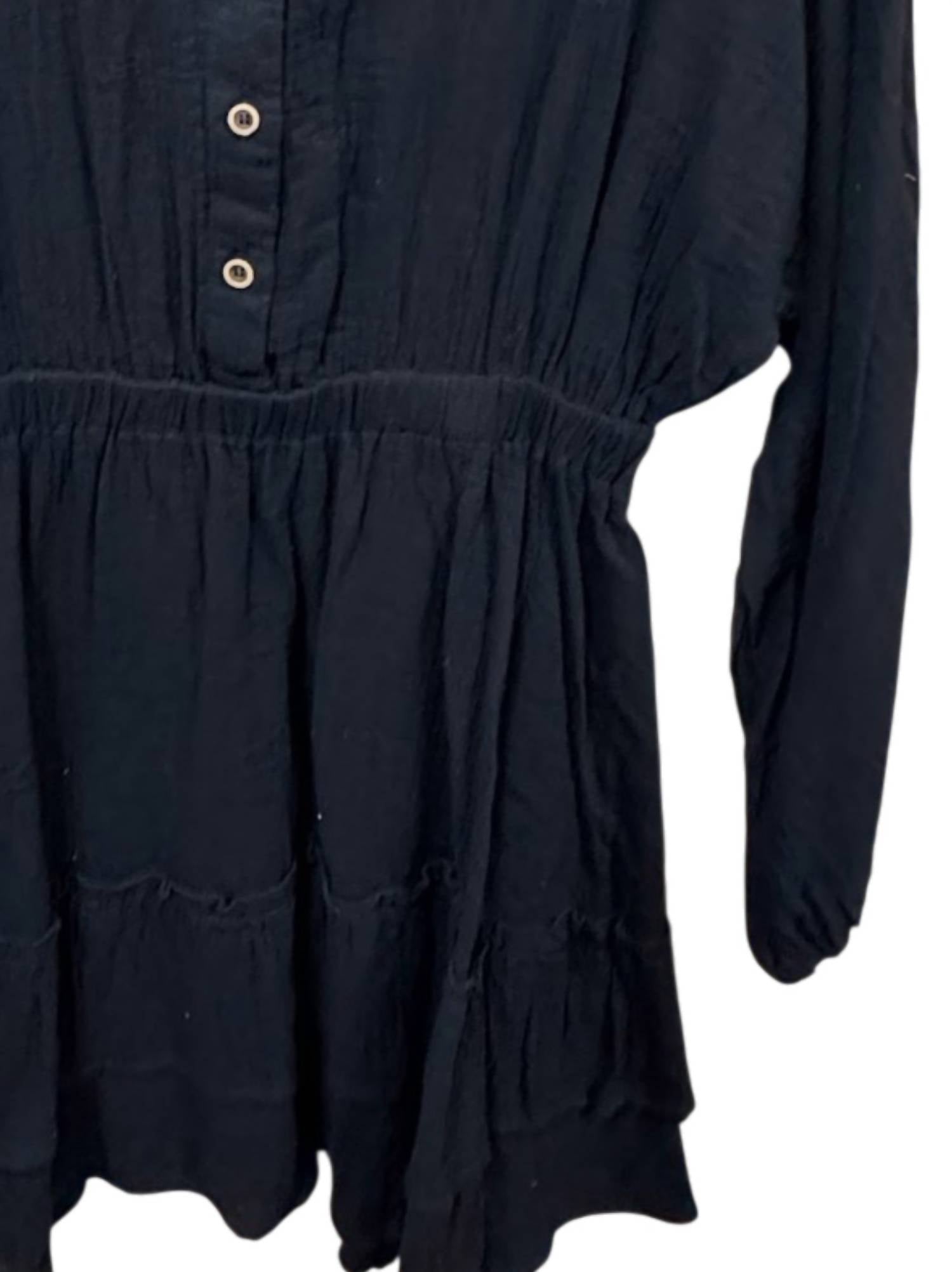 Carole Christian Women's Crinkle Long Sleeve Mini Dress in black - women's dress - alternate view