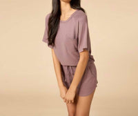 SOFTiES Dream Slouchy Tee Top With Shorts Lounge Set in driftwood - women's sleepwear - view 4