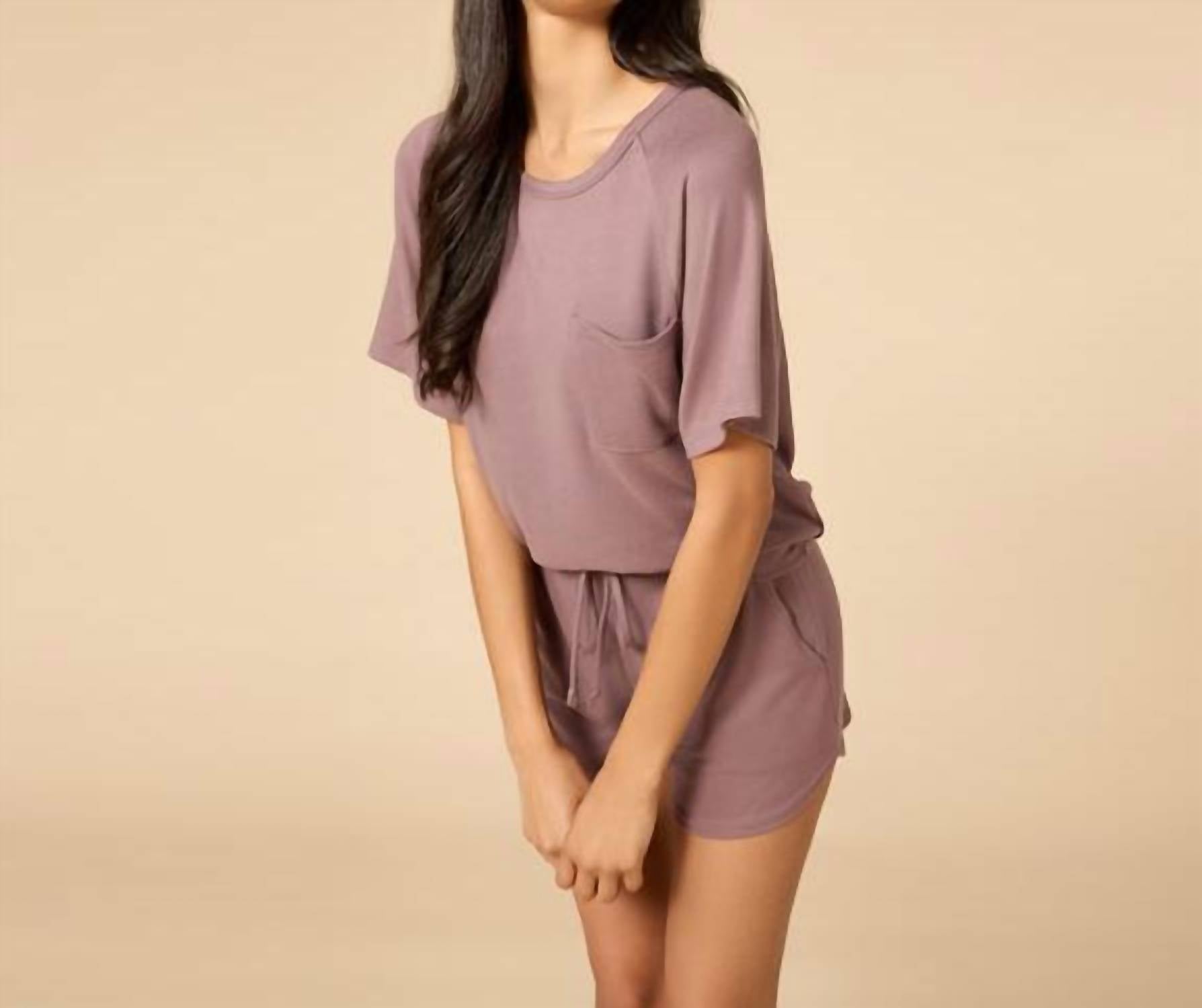 SOFTiES Dream Slouchy Tee Top With Shorts Lounge Set in driftwood - women's sleepwear - view 4