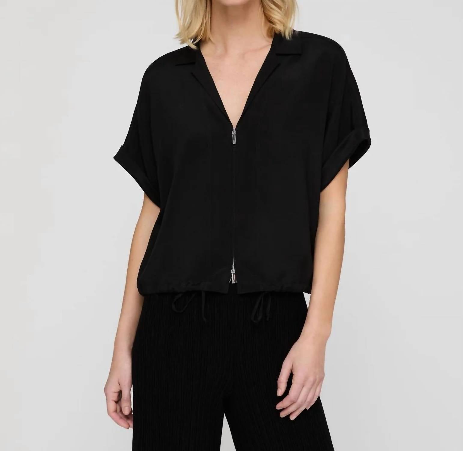 Lafayette 148 - Organic Silk Stretch Georgette Zip Front Blouse