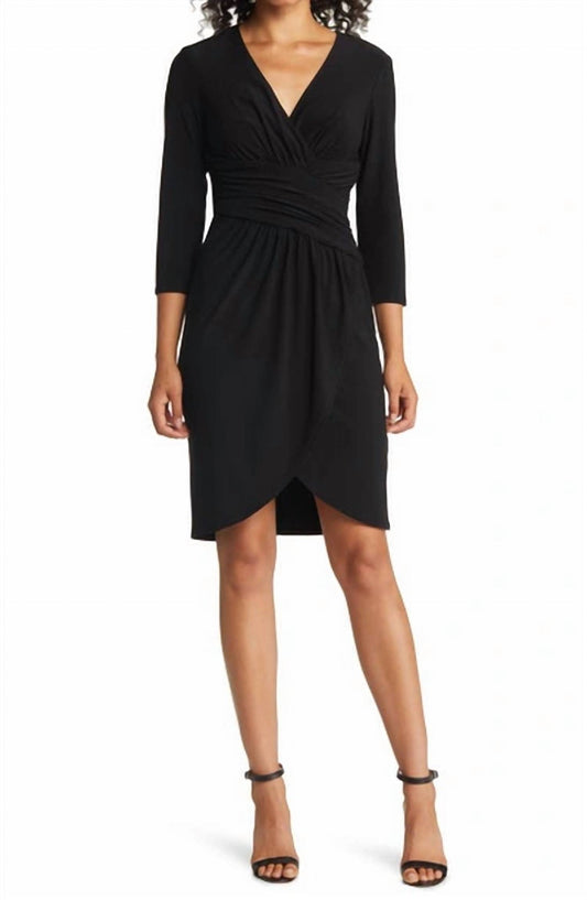 Eliza J - Wrap Front Tulip Hem Cocktail Dress