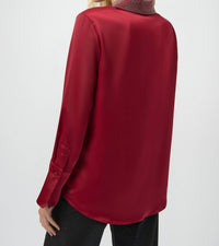 Joseph Ribkoff - Satin Button Front Blouse with Embellished Collar