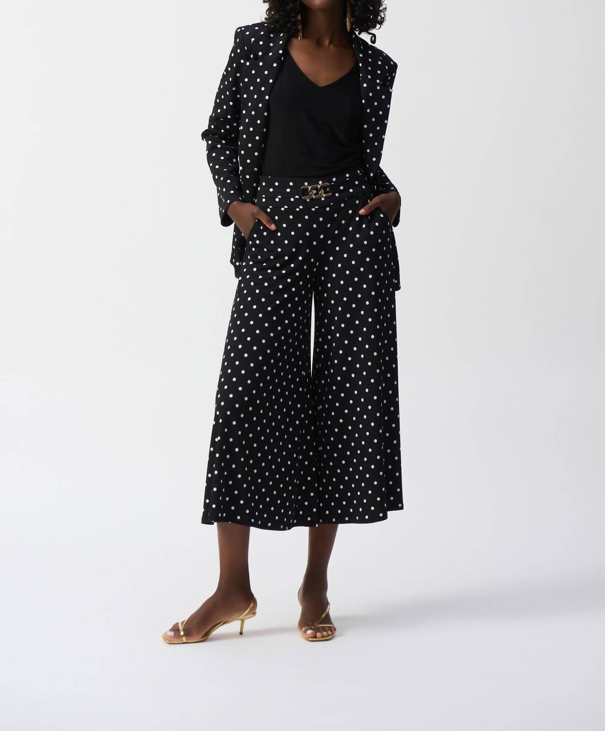 Joseph Ribkoff - Silky Knit Dot Print Pull On Culotte Pants