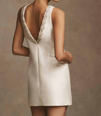 Sachin & Babi - Sylvie Pearl-trim V-neck Mini Shift Dress
