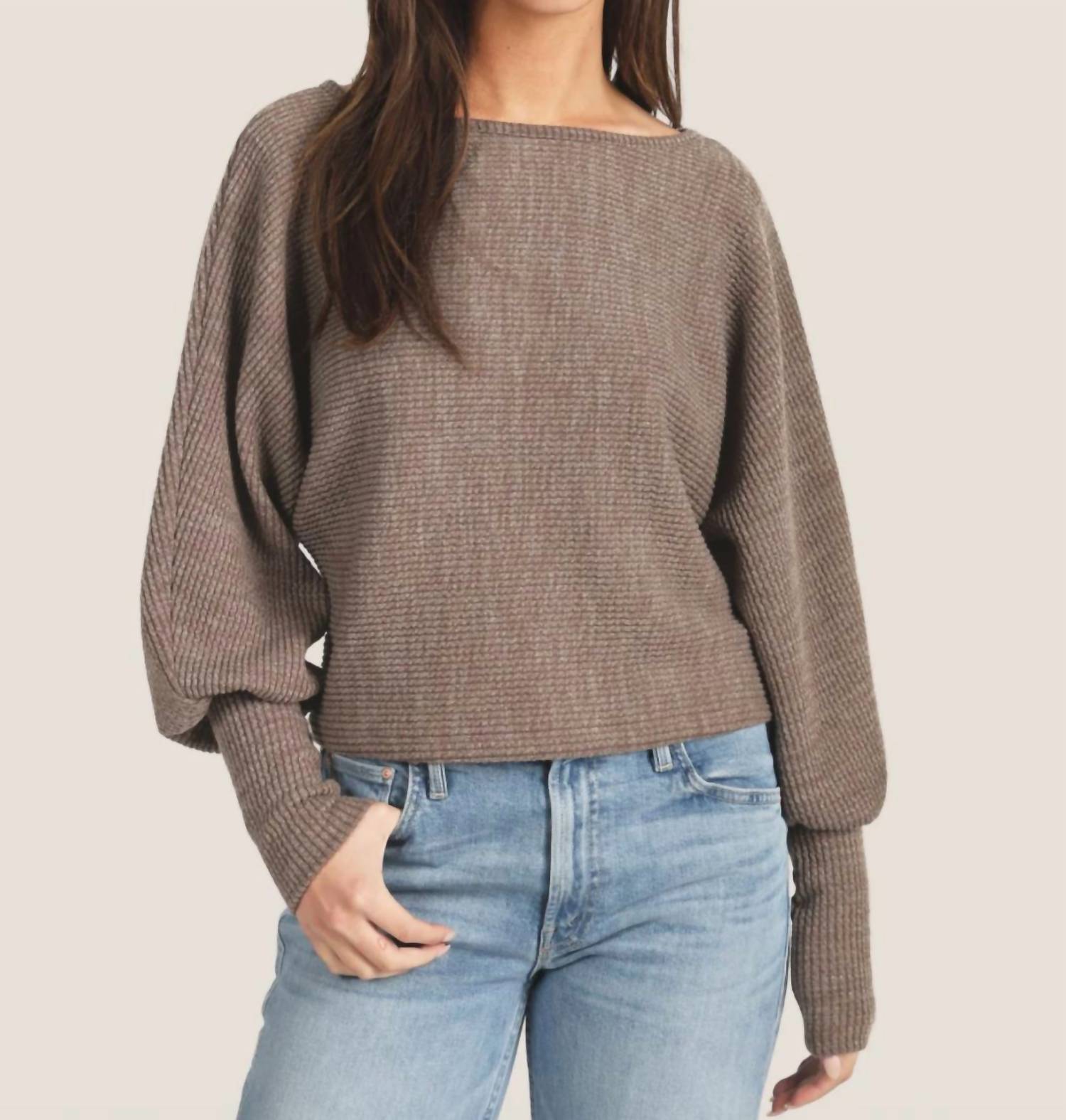Dylan Andie Dolman Sleeve Knit Top in mocha - women's long sleeve top