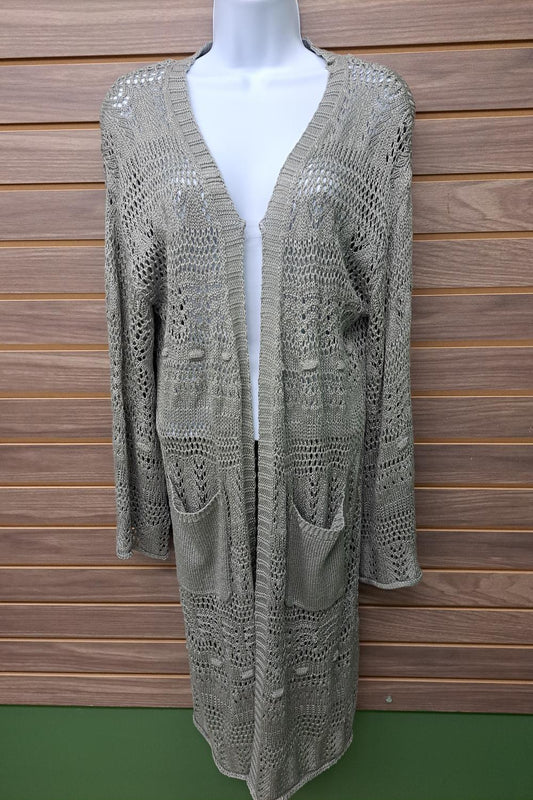 Llove - Women's Crocheted Pocket Cardigan