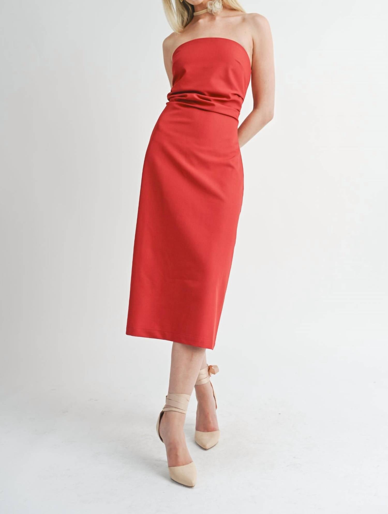 Sage The Label - Take Action Pleated Tube Midi Dress