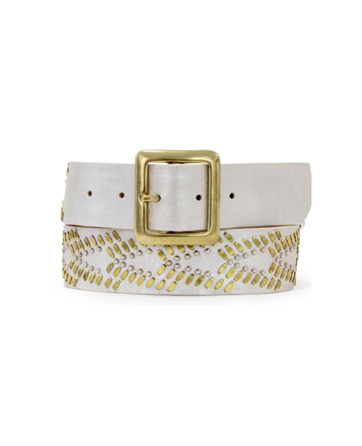 Calleen Cordero - Women's Pearl Studded Leather Belt