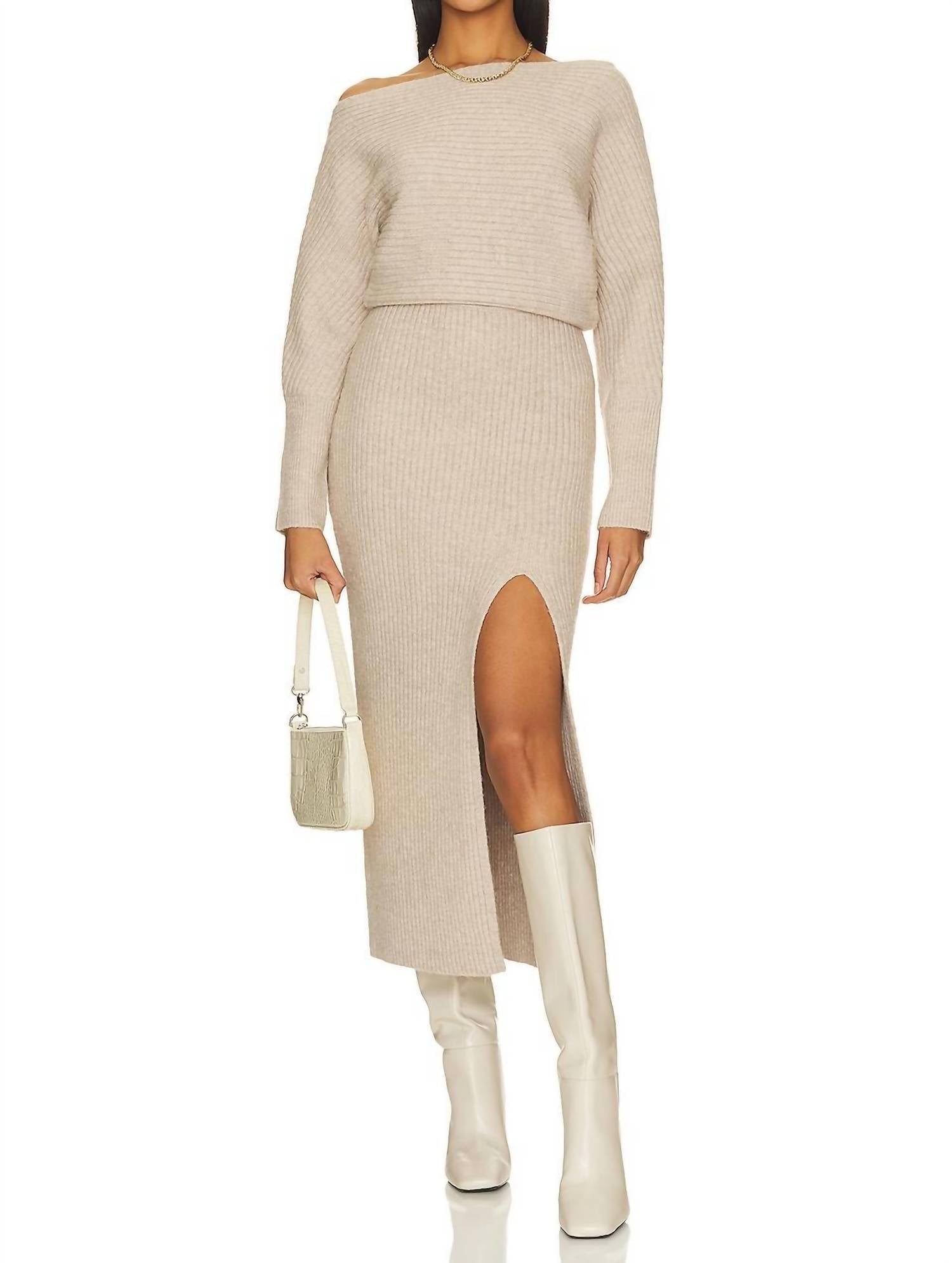 Line And Dot - Alta Off The Shoulder Sweater Midi Dress
