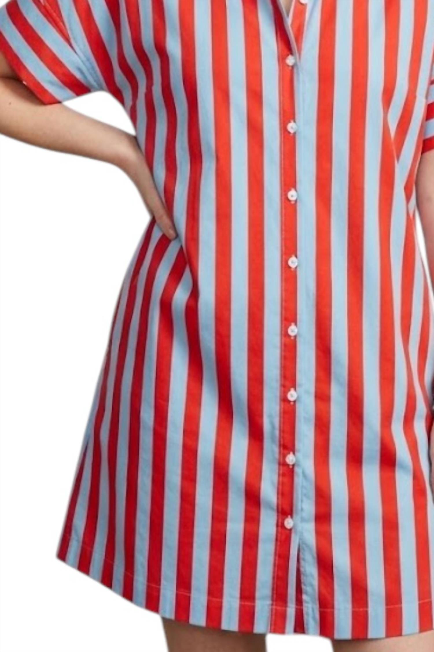 Thml - Striped Short Sleeve Button Up Dress