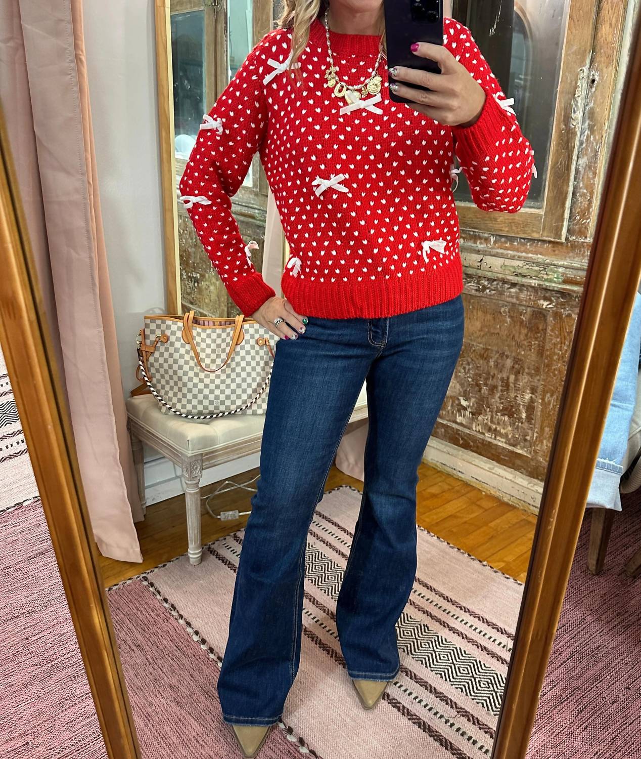 She + Sky - Two Tone Bow Sweater