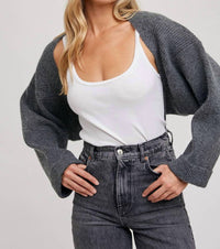BluIvy Sweater Knit Bolero Shrug in dk grey - women's sweater - view 4