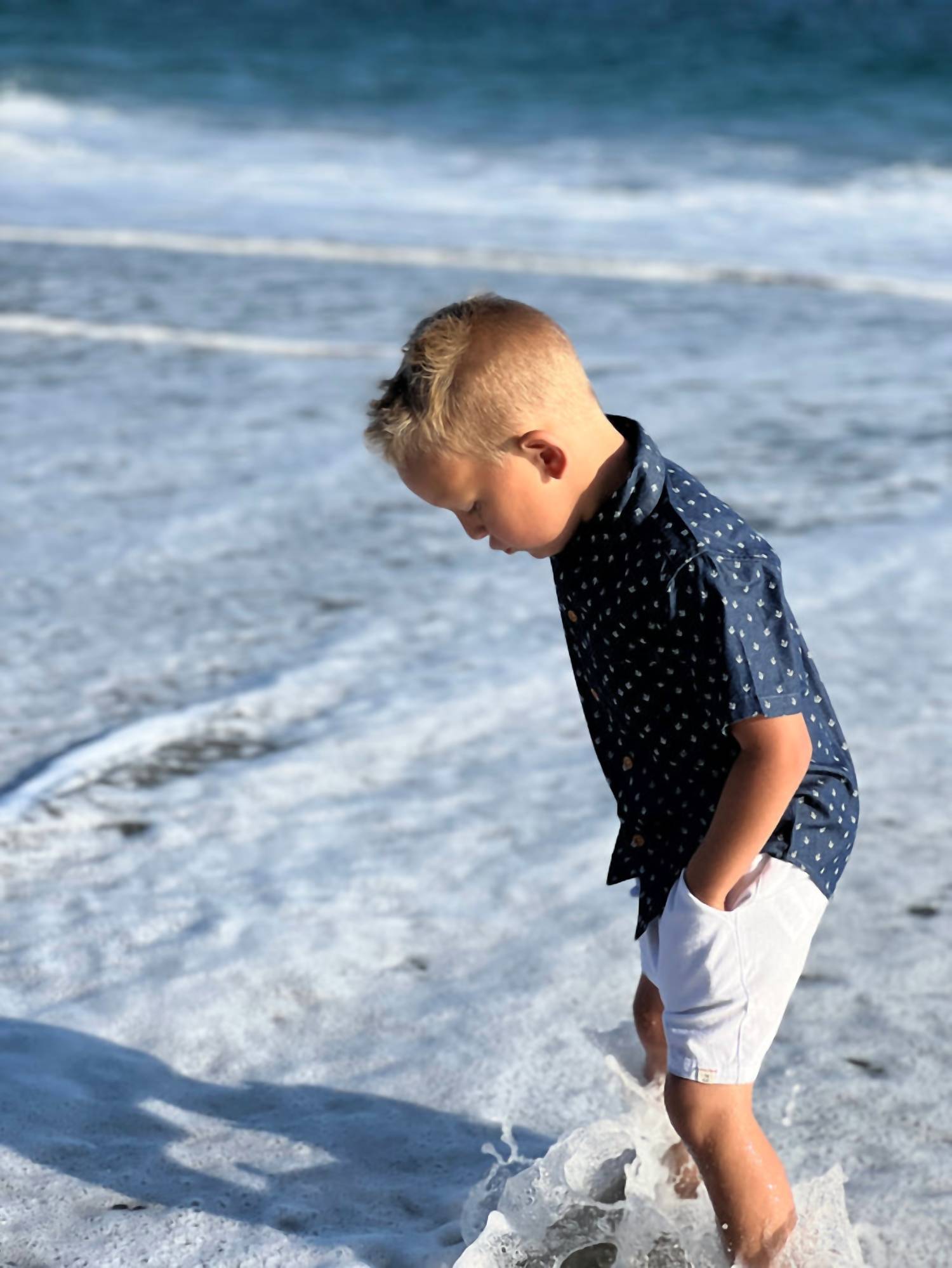 Me & Henry - Boy's Chambray Button Up Shirt With Anchors
