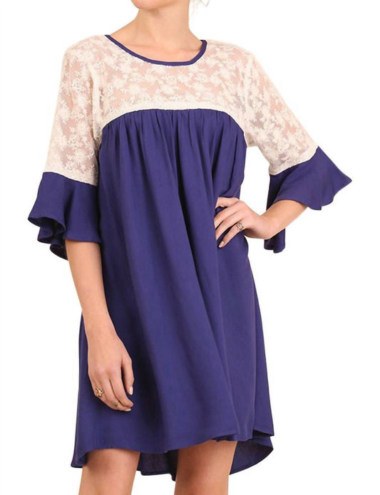 Umgee - Lace and Keyhole Bell Sleeve Dress