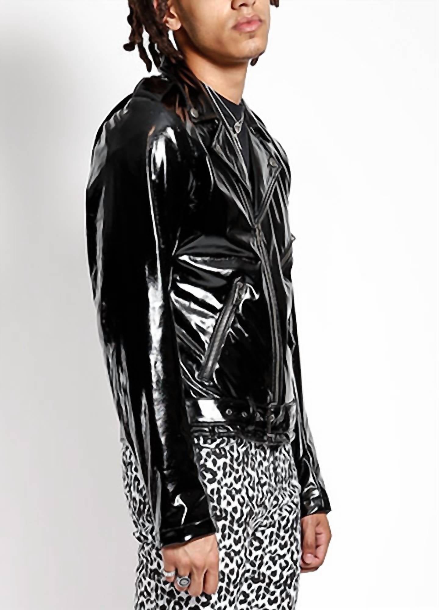 Tripp NYC Moto Jacket in black - men's jacket - detail view