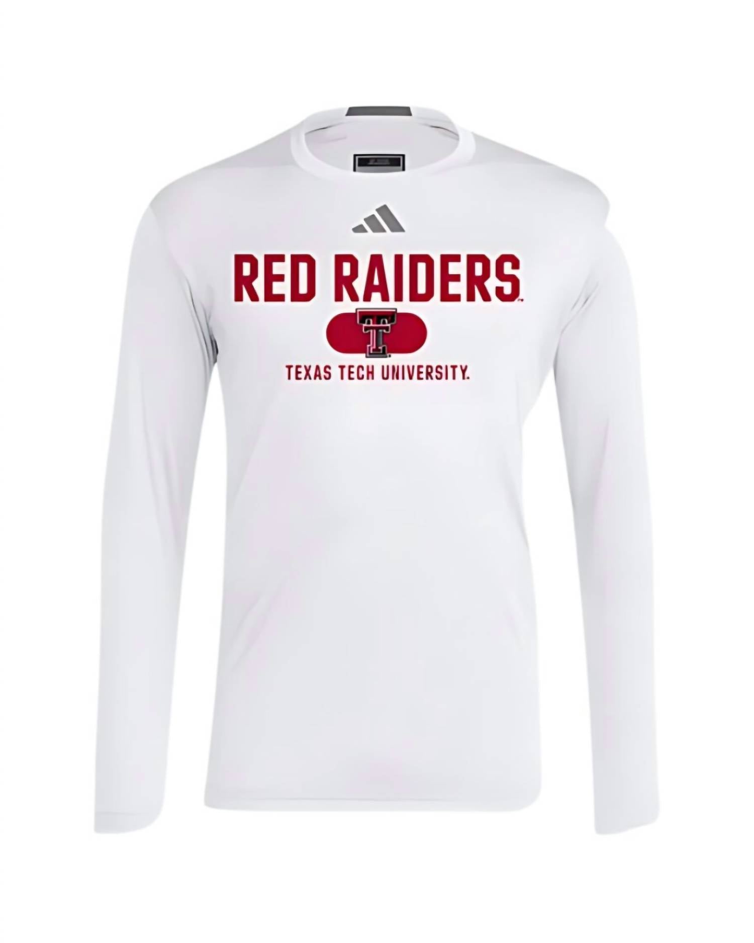 adidas Men's Texas Tech Fall D4T Long Sleeve T-shirt in white - men's long sleeve top