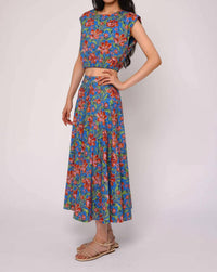 LOVE THE LABEL Cambrie Tank Top in archive tulip liberty print - women's tank top - detail view