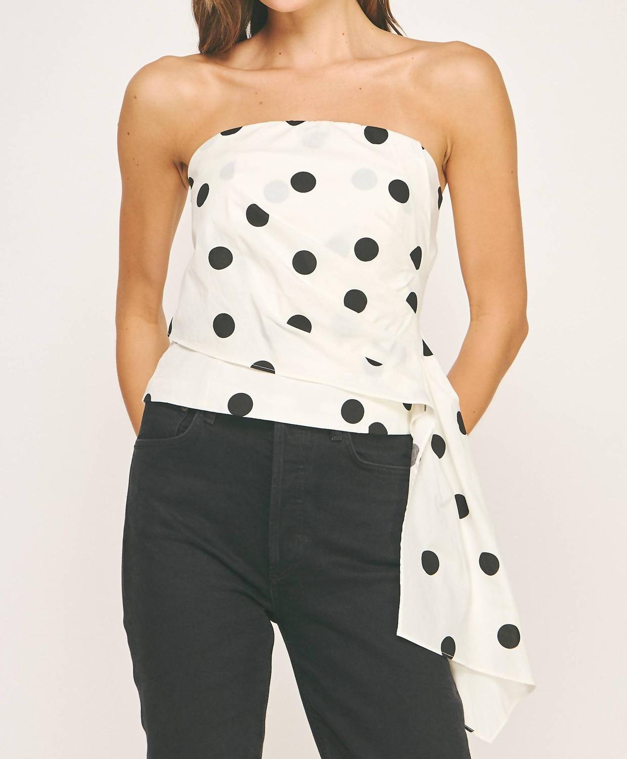 Strut & Bolt - Draped Pleat Detail Polka Corset Tube Top
