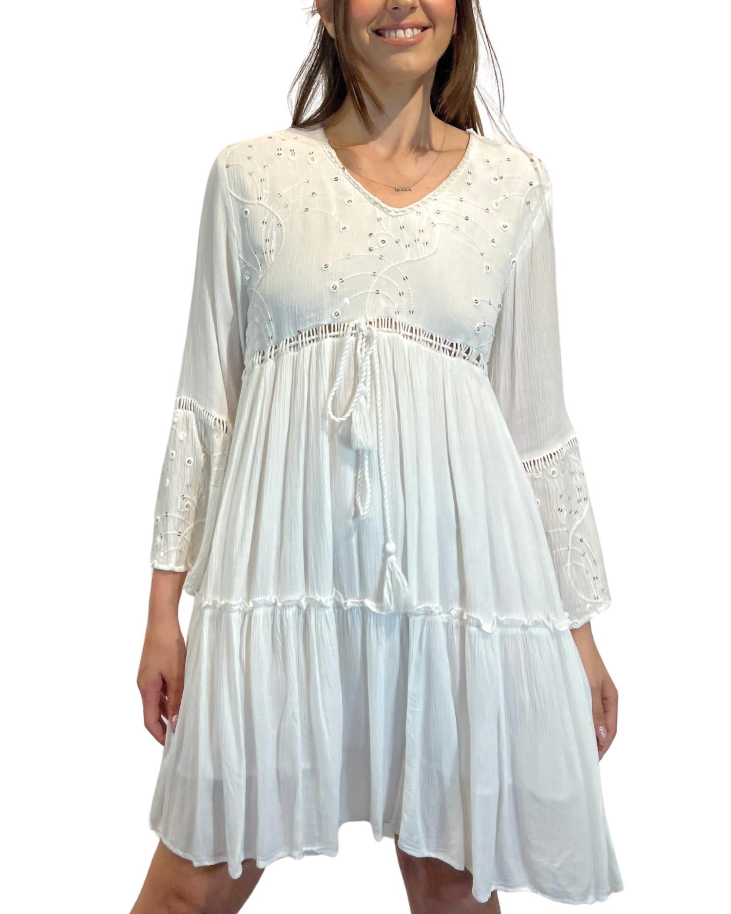 Paani - Solid Mini Dress With Sequence