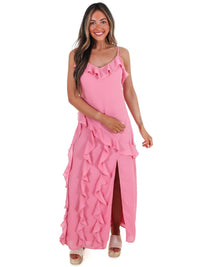 In February - Hint Of Allure Ruffle Maxi Dress