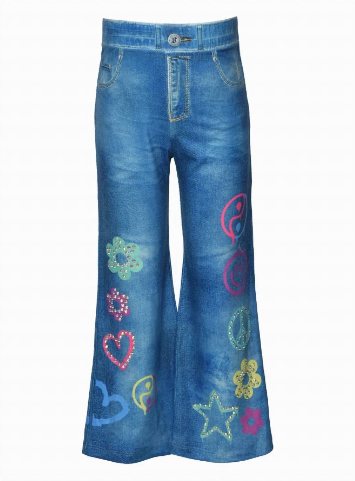 Hannah Banana - Girl's Bell Bottom Faux Denim Jean Pants