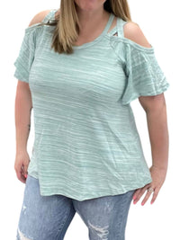 White Birch - Marled Cold Shoulder Tunic Top