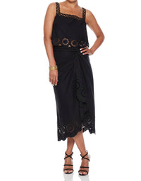 LUCY PARIS Kayla Wrap Skirt in black - women's skirt - detail view