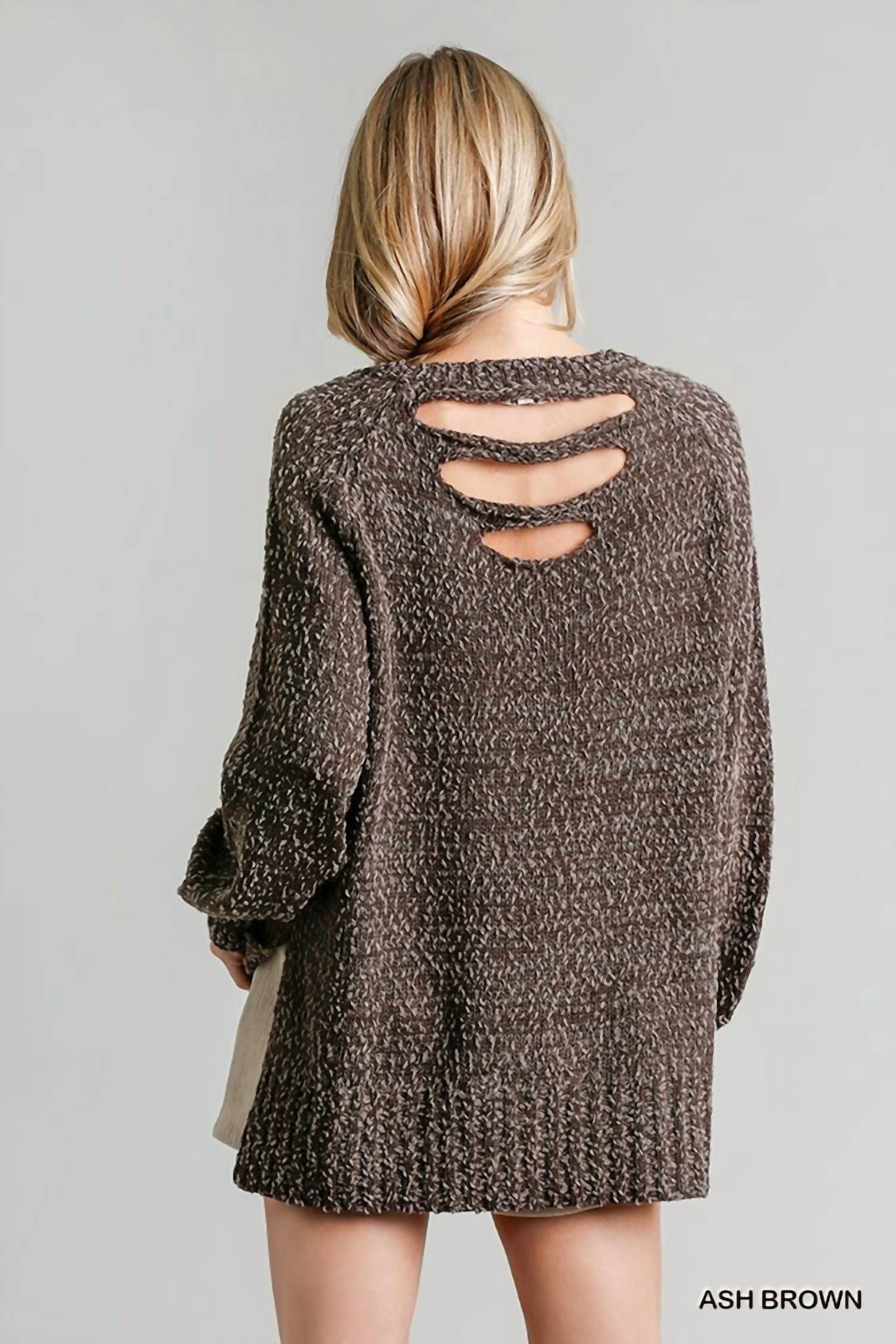 Umgee - Distressed Cable Knit Sweater