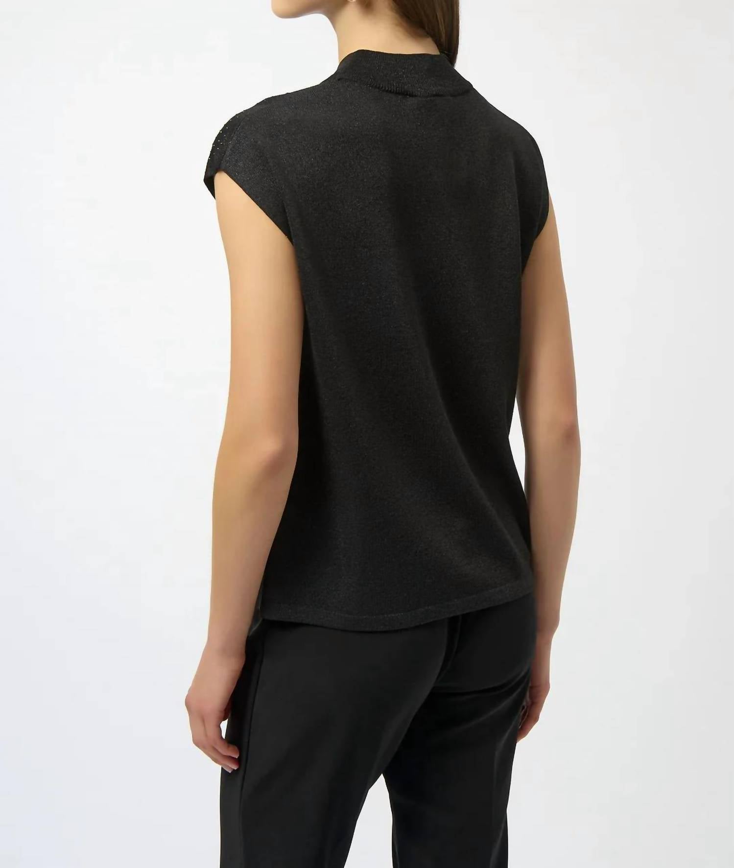 Joseph Ribkoff - Mock Neck Embellished Sleeveless Top