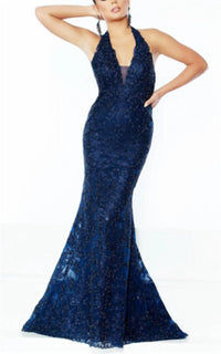 Jasz Couture - Halter Lace Dress