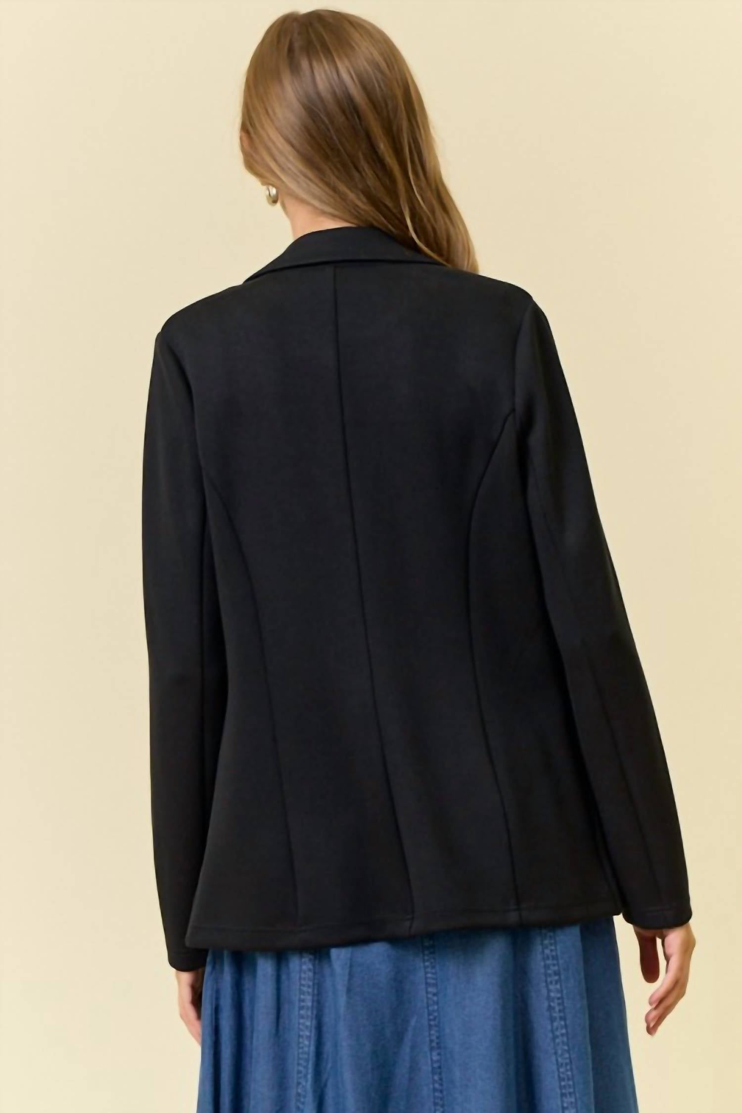 Doe And Rae - Brushed Modal Flap Pocket Long Sleeve Blazer