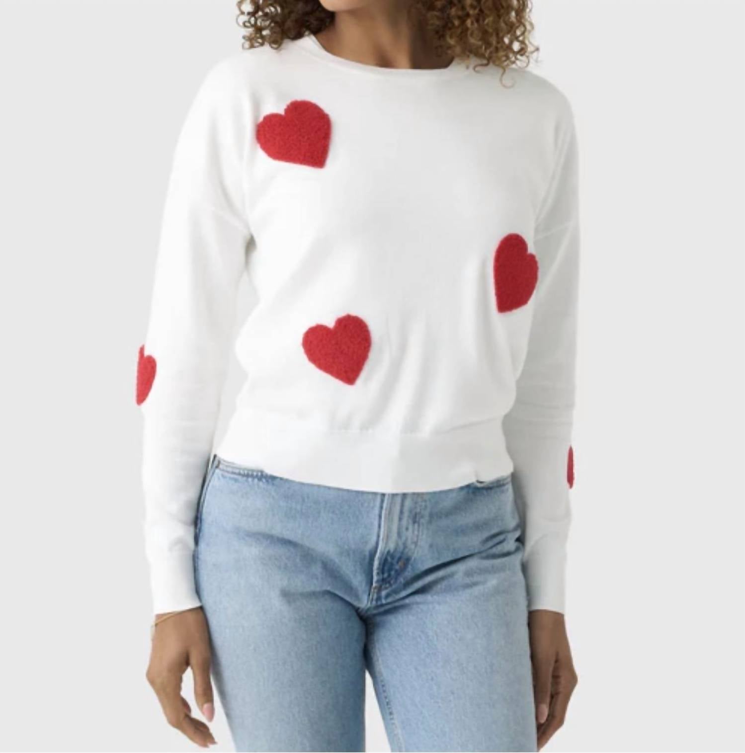 J. Society All Over Hearts Sweatshirt in white - women's top
