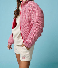 Papermoon - Gingham Zip Up Puffer Jacket