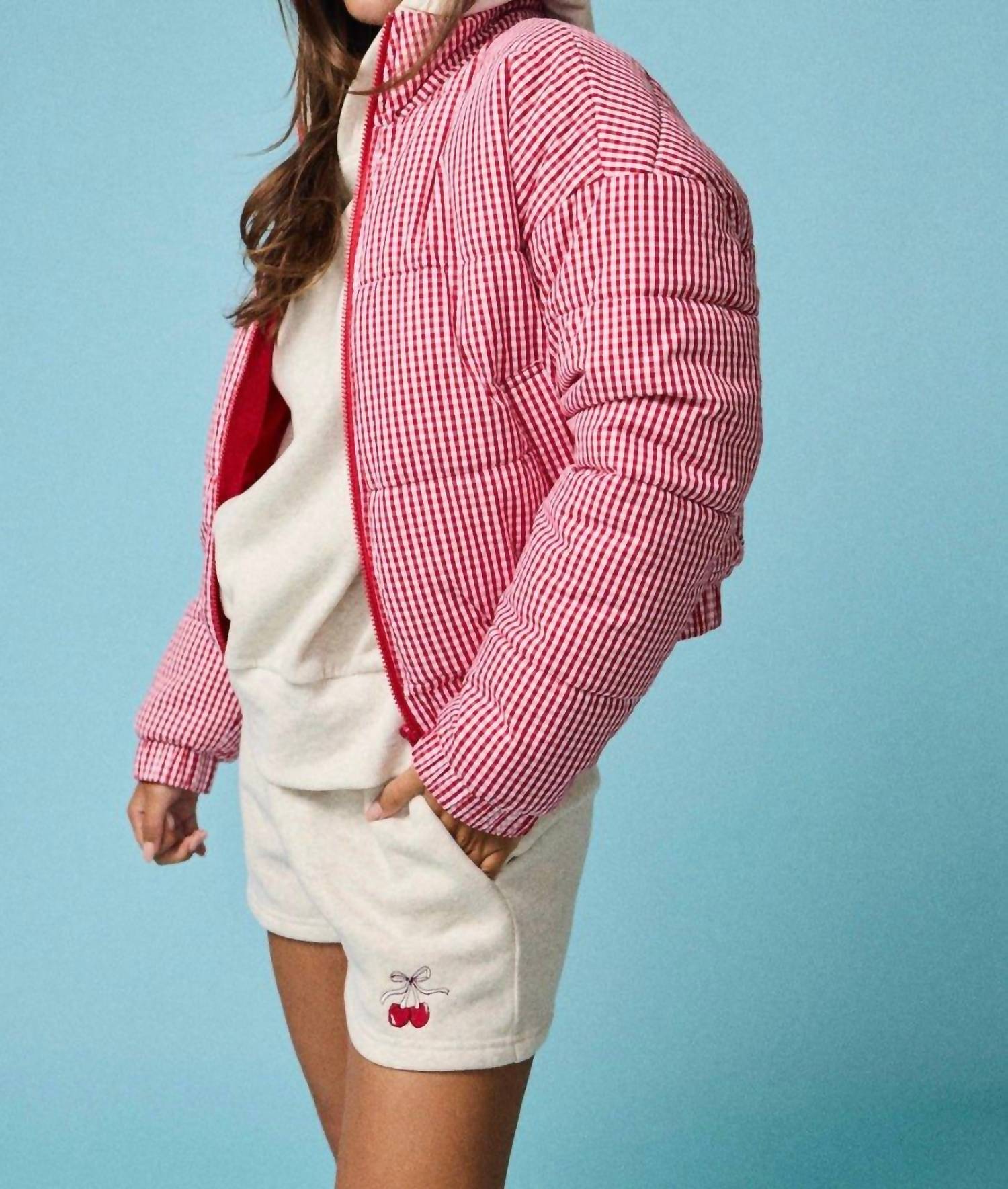Papermoon - Gingham Zip Up Puffer Jacket
