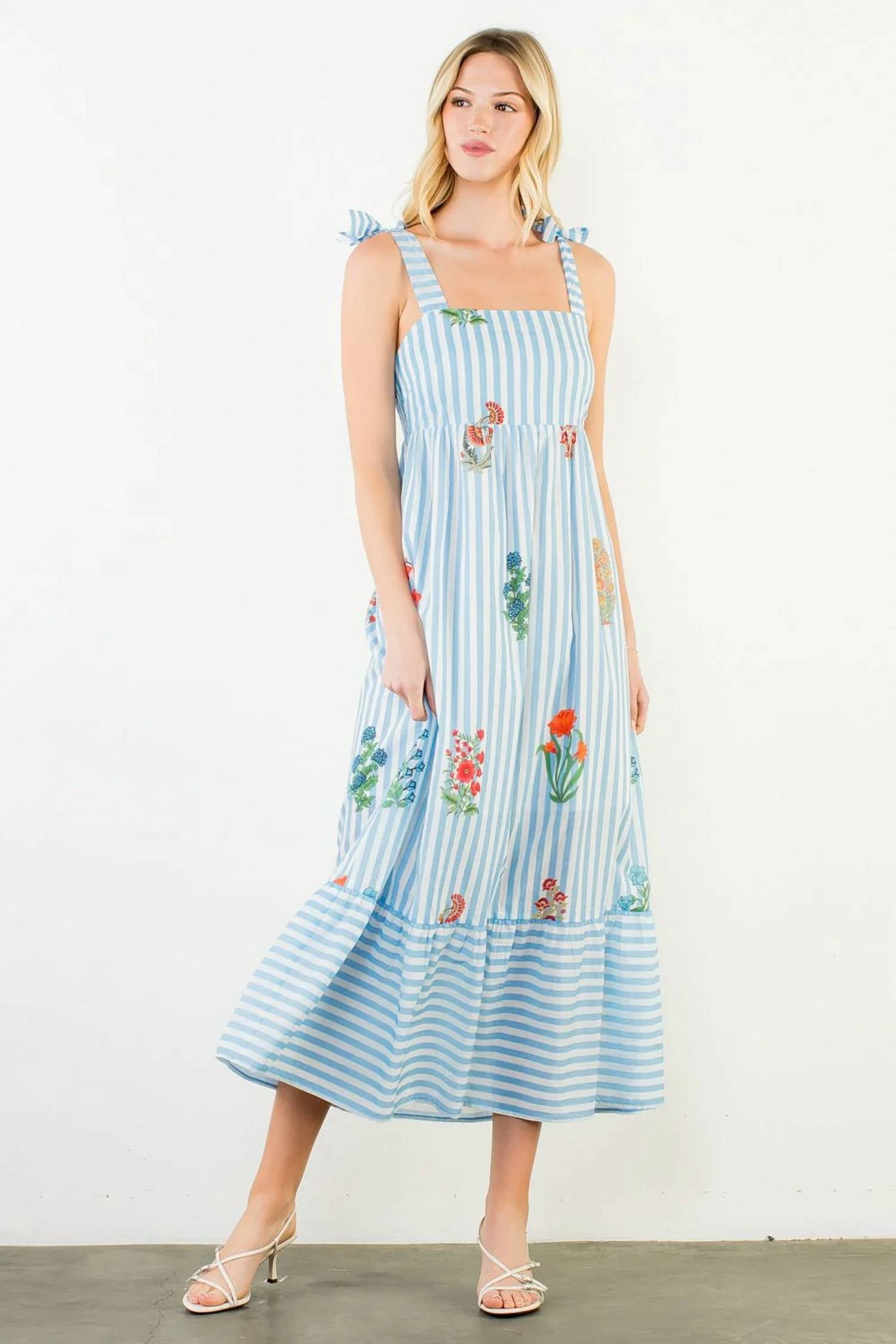 Thml - Elisa Striped Floral Maxi Dress