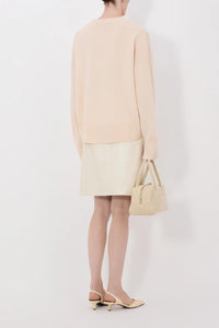 Loulou de Saison Anton Crew Cashmere Sweater in light pink - women's sweater - alternate view