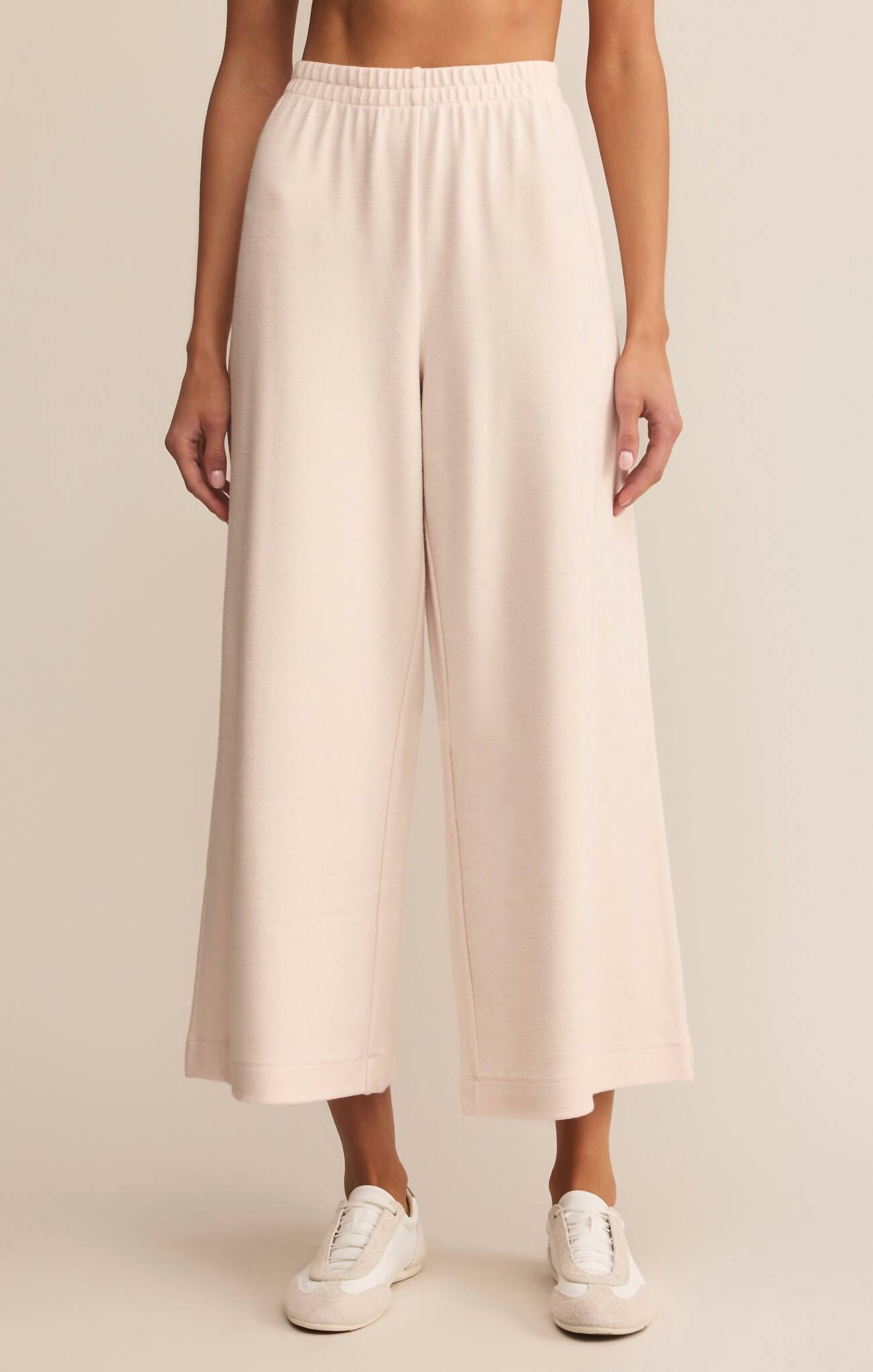 Z Supply Scout Luxe Rib Wide Leg Pants in warm white - women's pants